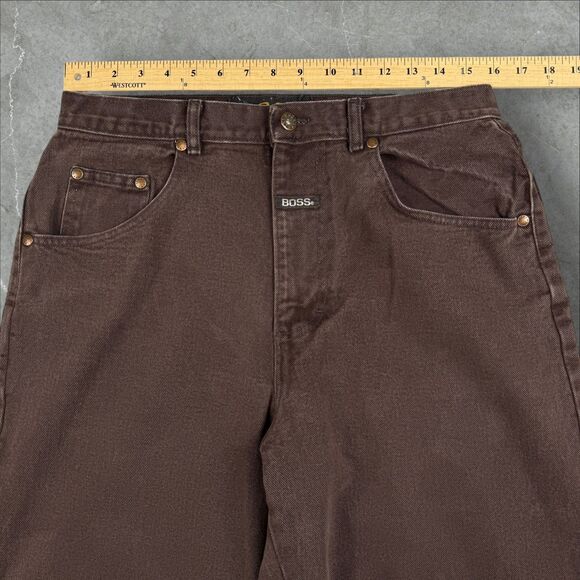 Vintage 90s Baggy Boss Dark Brown Denim Skater Surfer Jeans - 32x30 - Picture 6 of 8